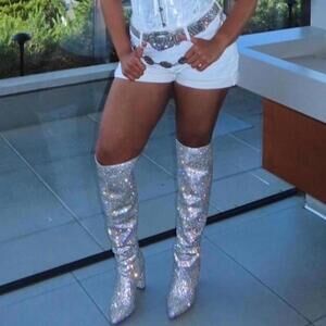 INC Phebe Rhinestone Over The Knee Boots